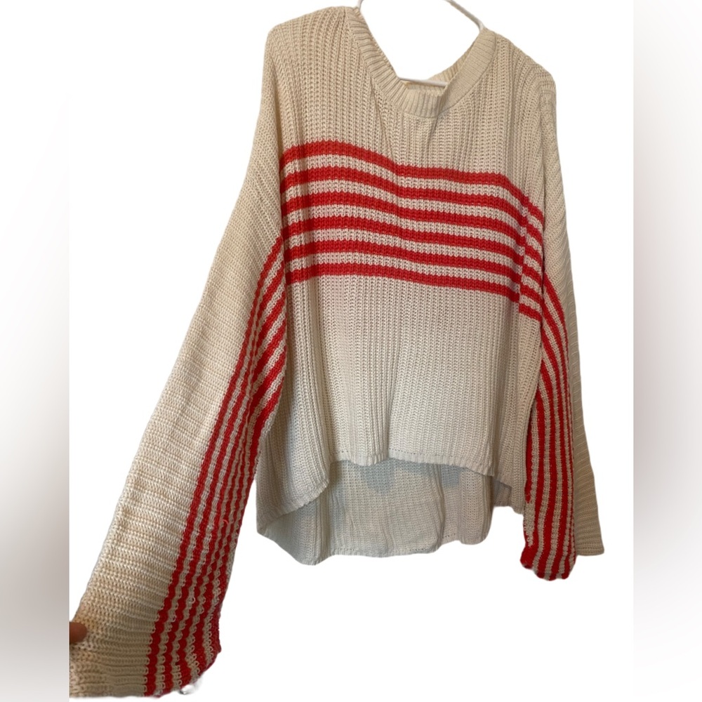 Oversized striped knit sweater